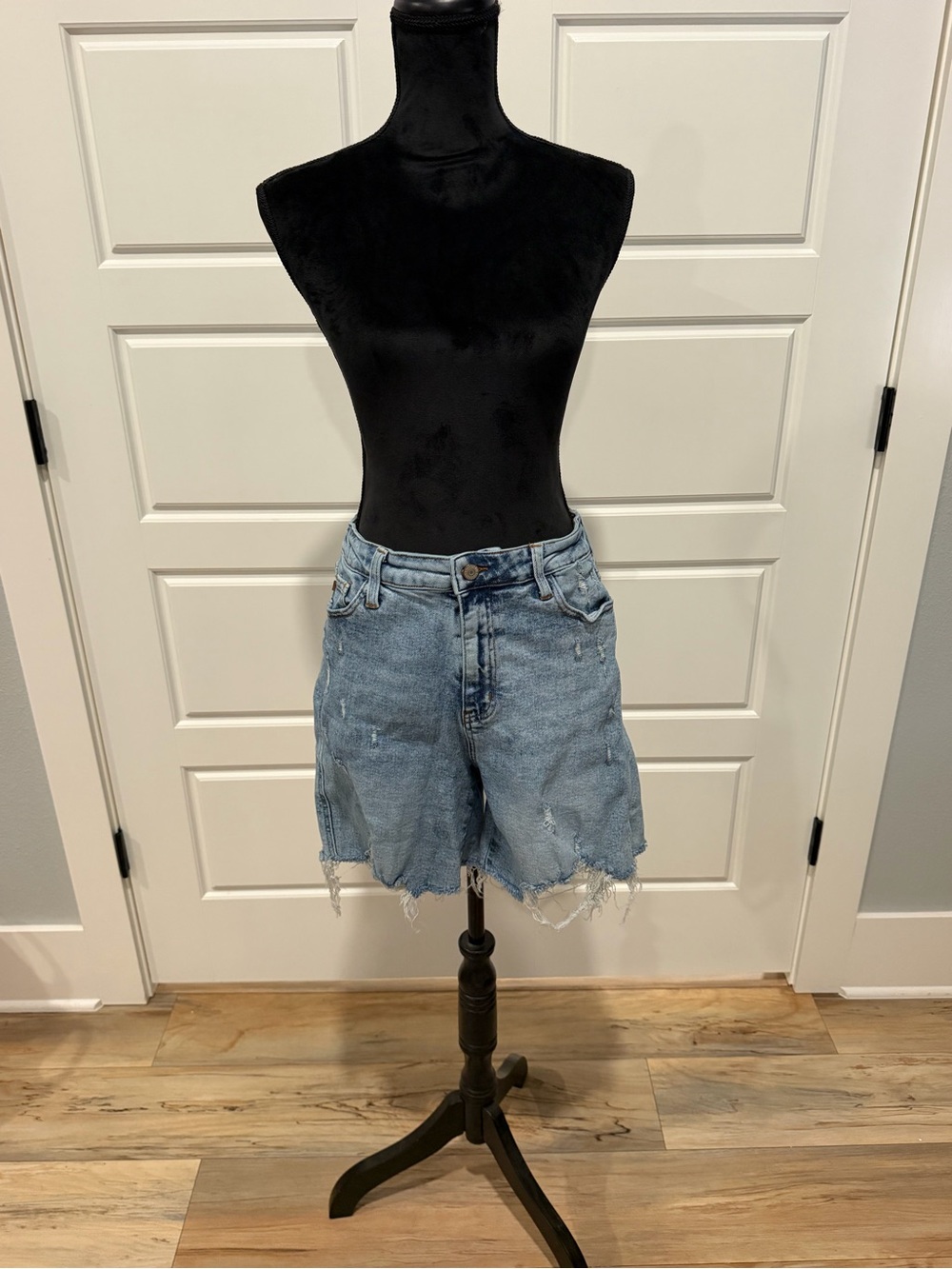 Judy Blue Light Blue Distressed High-Rise Jean Shorts